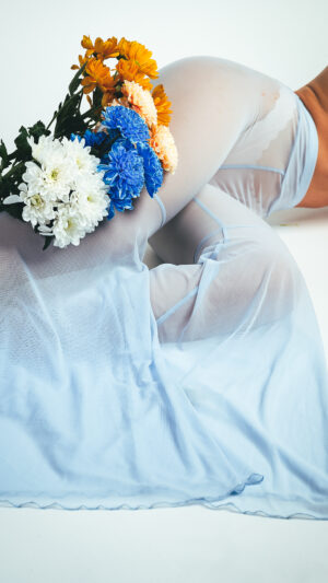 Baby Blue Flare Aura Bell-Bottom Pants - Image 3